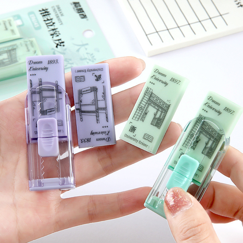 El borrador de empuje de la universidad, el borrador de la escuela prestigiosa, el reemplazo del núcleo, el núcleo se puede cambiar, limpio y menos virutas, papelería de goma para estudiantes