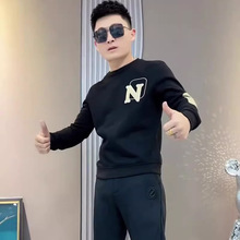 2025秋冬季新款男士圆领卫衣韩版潮流修身百搭长袖t恤休闲打底衫