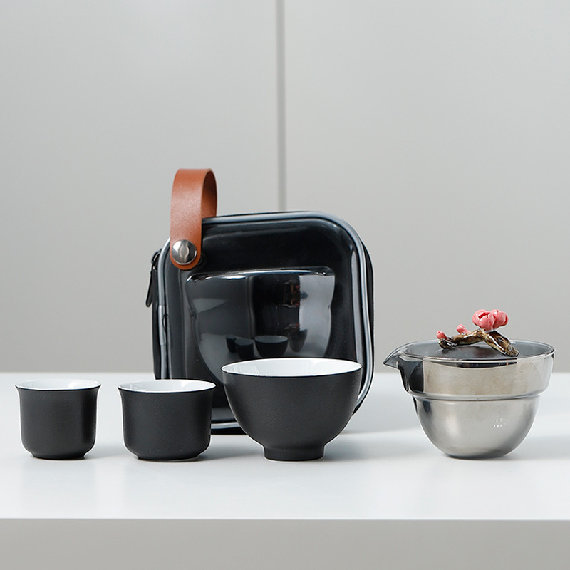 Plum Blossom Black Plactic Three Cups