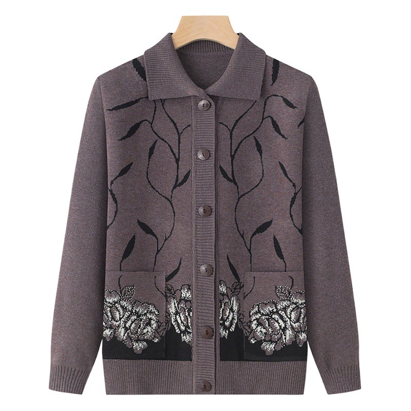 Свитер для среднего и пожилого возраста, женское весеннее пальто для бабушки, Весенняя и осенняя одежда для матери, тонкая одежда для пожилых людей, свободная