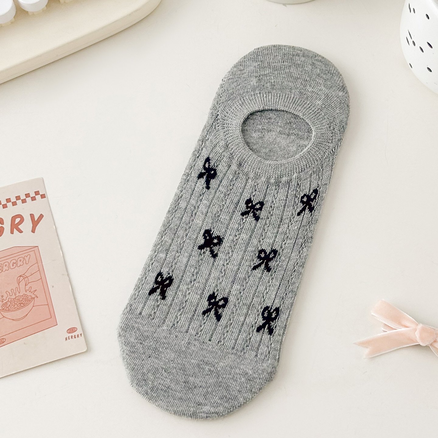 Calcetines de verano, calcetines insicos japoneses para niños, calcetines de barco, calcetines invisibles, lindos calcetines de algodón de malla con lazo, delgados