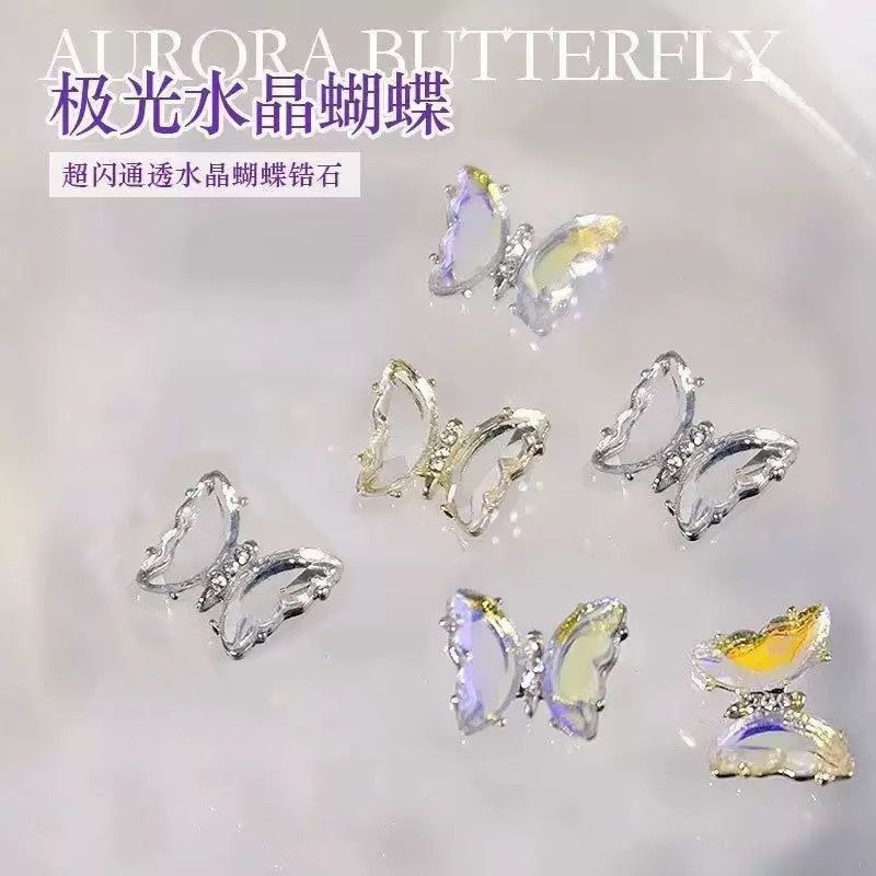 Nail Art Crystal Butterfly Jewelry Internet Celebrity Ins Style Ice Transparent Aurora Stereo Metal Butterfly Nail Art Diamond Nail Accessories Nail Art Crystal Butterfly Jewelry Internet Celebrity Ins Style Ice Transparent Aurora Stereo Metal Butterfly Nail Art Diamond Nail Accessories