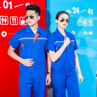 定制工作服短袖工装反光条劳保服工厂上班车间物流仓储工程服绣字