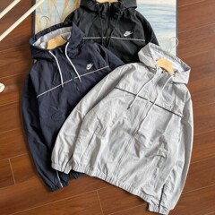 春秋爆款海外NK男子夹克 钩子刺绣休闲情侣宽松梭织运动连帽外套