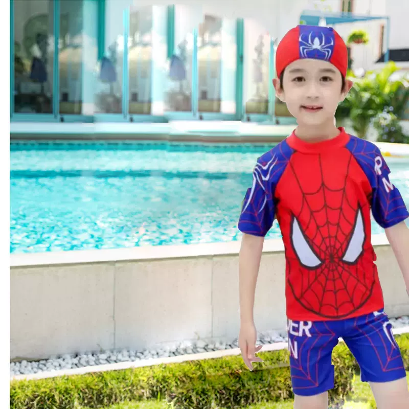 2024年分体三件套儿童泳衣卡通图案泳装小中大男童弹力高弹性