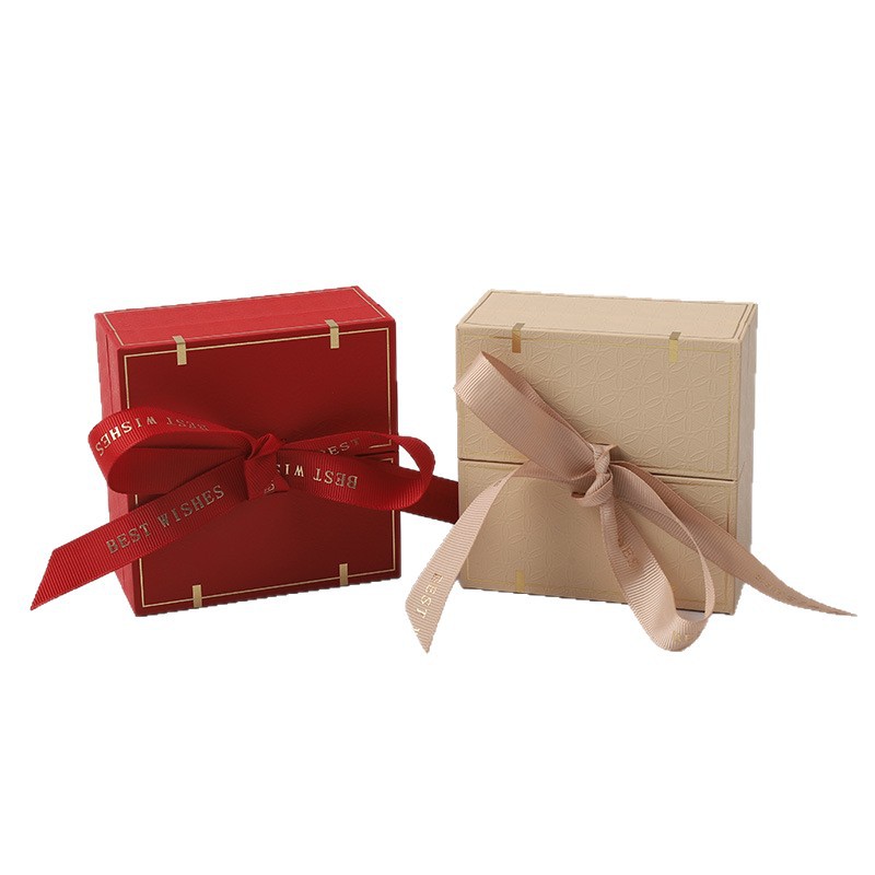 Caja de regalo del día de la madre Sense premium Caja de regalo del día de San Valentín Recuerdo de cumpleaños Anillo Collar Tres joyeros de oro