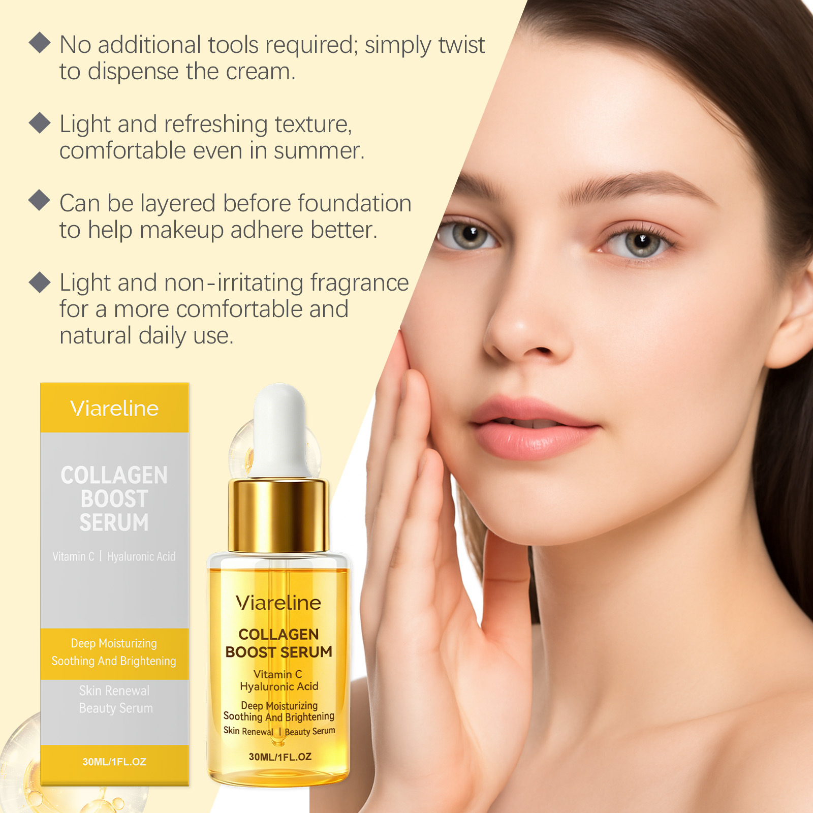 VIARELINE Collagen Essence Moisturizing Nourishing Skincare Daily Convenient Facial Care Serum