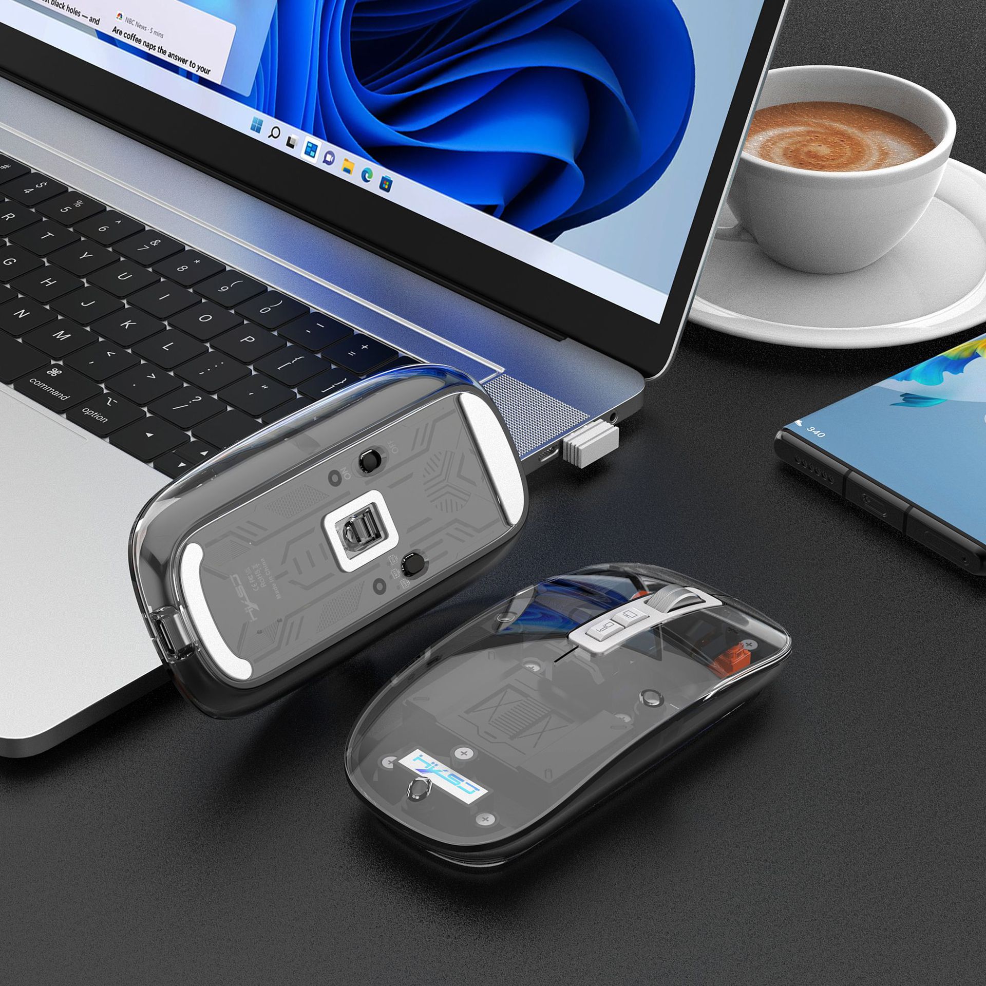 Il terzo esame simulato trasparente 2.4G/Bluetooth 5.1 silenzioso magnetico ricaricabile mouse wireless carica display_voghion.com