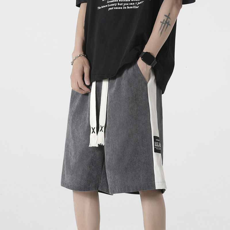 Corduroy Shorts Men's Summer Sports Pants Trendy Brand Casual Pants Loose Thin American Style Five-point Pants for Men