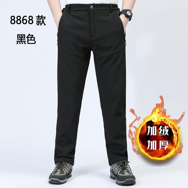 Pantalones de combate de otoño e invierno para hombres con forro polar engrosado impermeable a prueba de viento al aire libre pantalones de Montañismo más tamaño soft shell pantalones de lana a prueba de frío