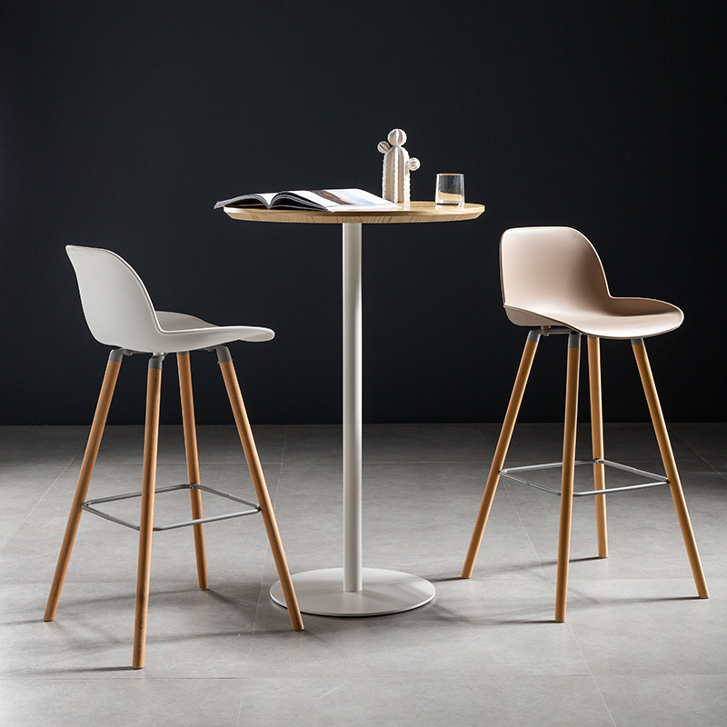 Nordic iron bar table modern simple household solid wood high table bar milk tea shop round leisure bar table