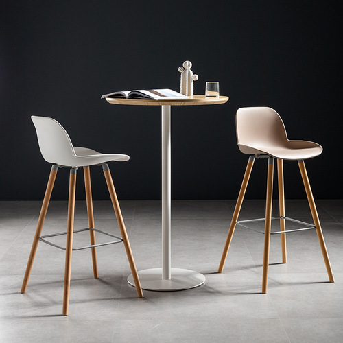 Nordic iron bar table modern simple household solid wood high table bar milk tea shop round leisure bar table