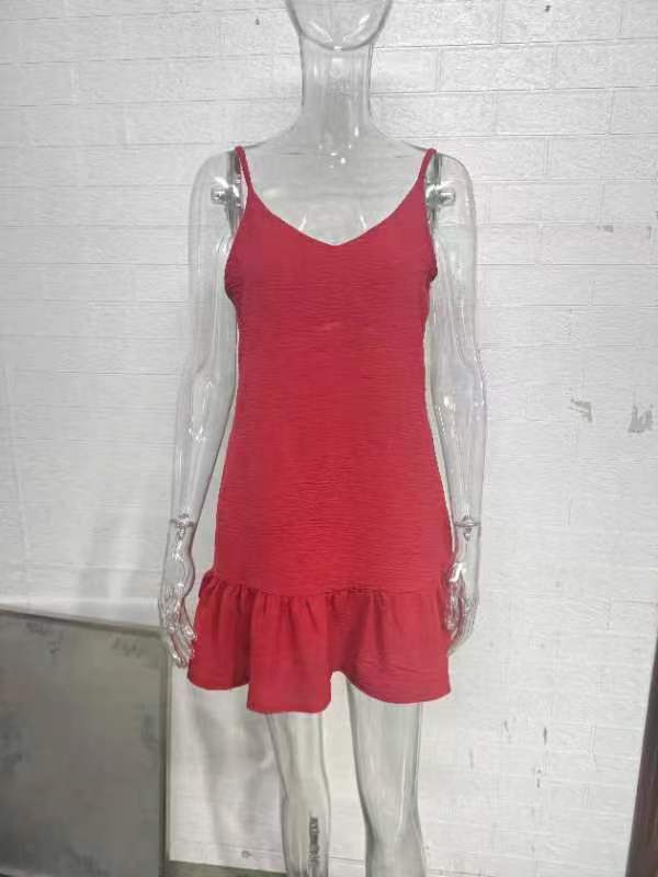 231g Weight Knee-Length Dress Length Type Sleeveless Sleeve Length Strap Dress Dresses Type Woven, Spandex, Polyester Fabric Type Mid Waist Waist Line Daily Occasion V Neck Neckline Regular Fit Fit Type Solid Color Pattern Summer, Spring Season Women's Gender Elegant, Classic Style Style Wholesale Women's Elegant Classic Style Solid Color Daily V Neck Sleeveless Strap Dress 2