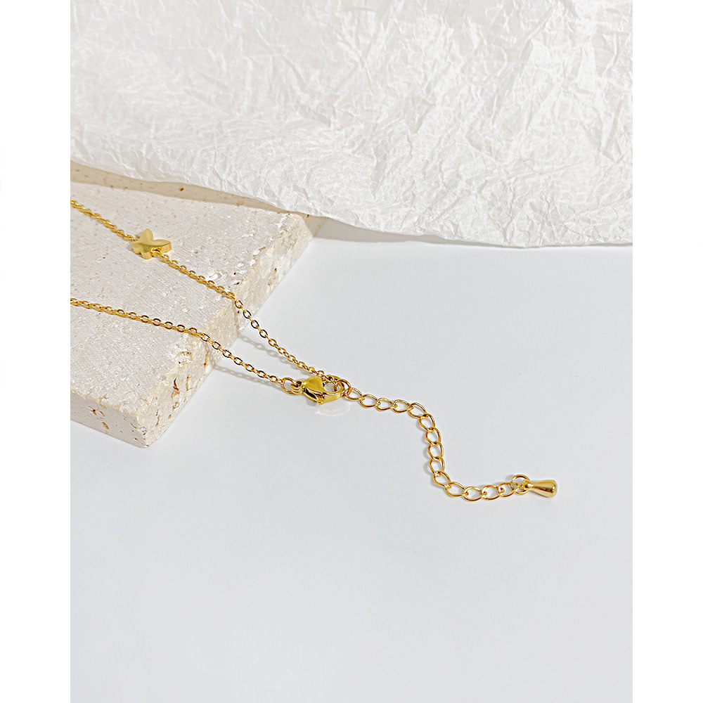 Fashion Butterfly Titanium Steel Inlay Pearl Anklet