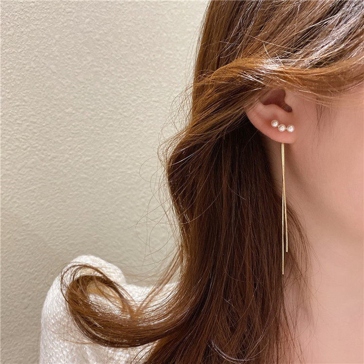 Elegant Geometric Alloy Plating Inlay Artificial Pearls Women's Ear Line display picture 2