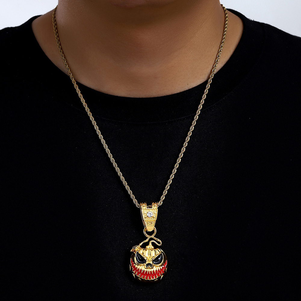 Europa y los Estados Unidos transfronterizos calabaza calavera aleación colgante de goteo personalidad exagerada collar de hombre fábrica al por mayor