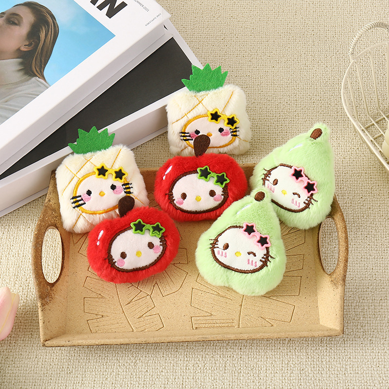 Fruit series cute playful girl heart cartoon kitten cross-dressing doll keychain brooch bag accessories