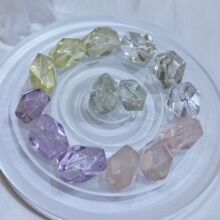 天然水晶配件随形散珠粉水晶唐八棱DIY配件黄水晶糖块紫水晶