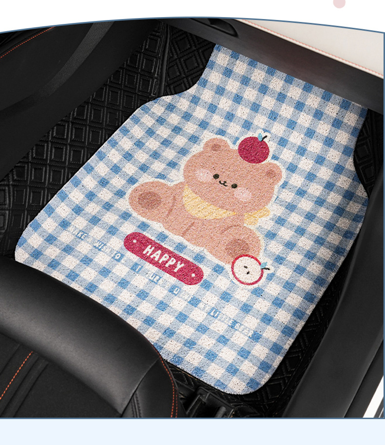 Cartoon Car Floor Mats, Cute Bear Car Anti-Slip Wear-Resistant Carpet Mats, Creative General Car Decoration Supplies