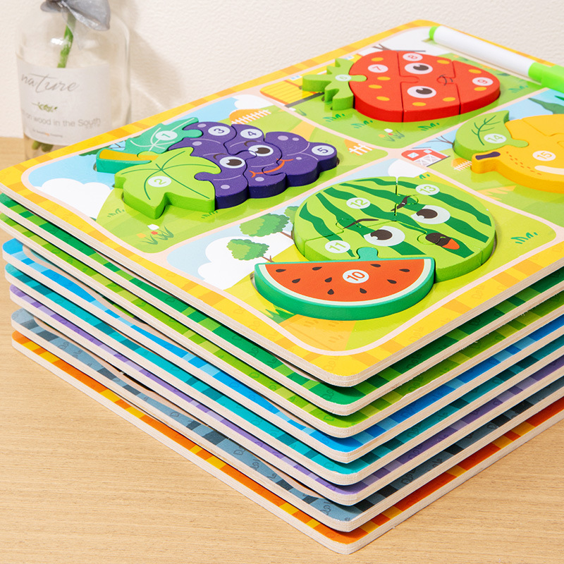 Madera de dos caras tablero de dibujo puzzle tridimensional infantil puzzle