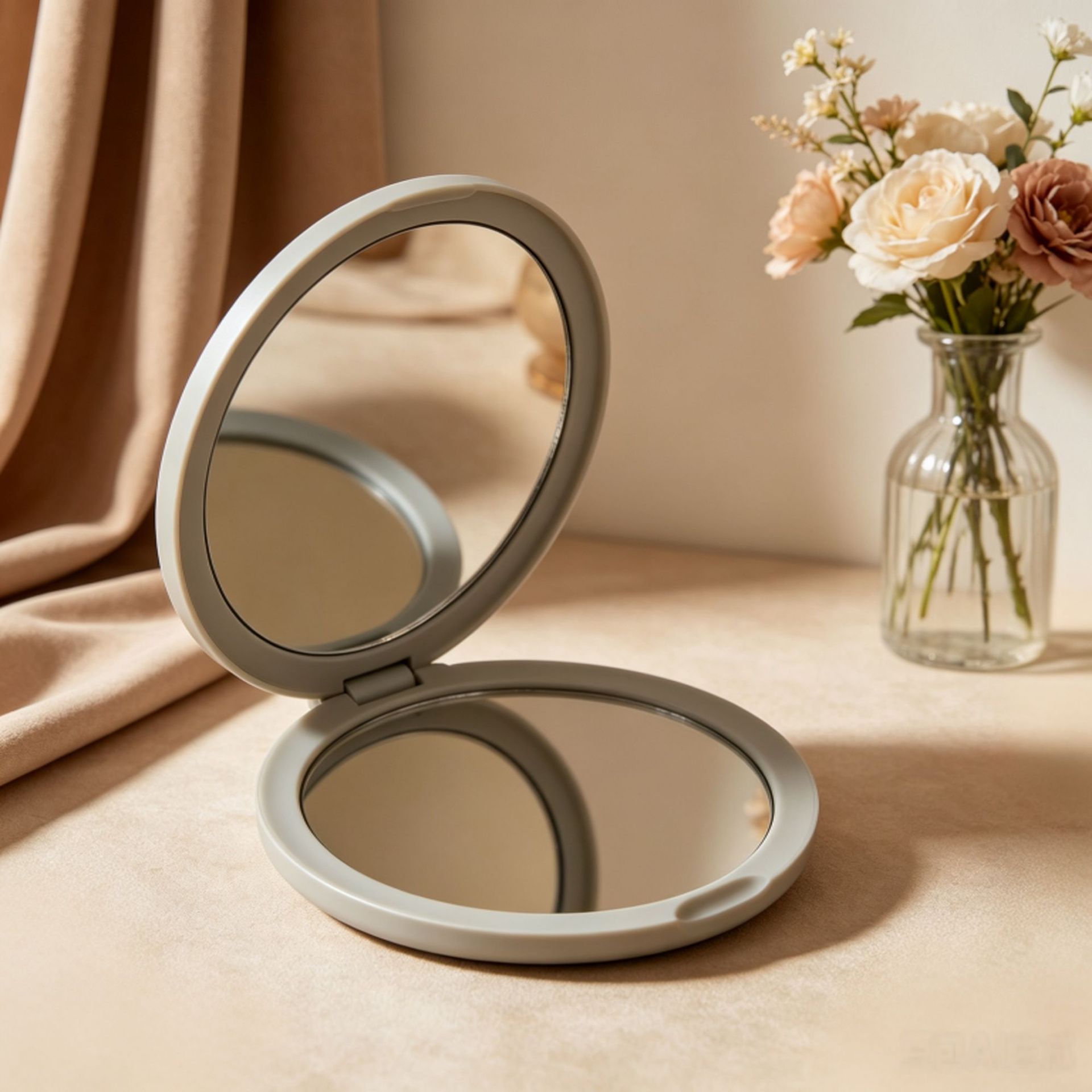 Espejo portátil pequeño de 7 cm, espejo de mano, lindo mini espejo de maquillaje, espejo plegable, espejo de maquillaje, espejo de doble cara, personalizable.