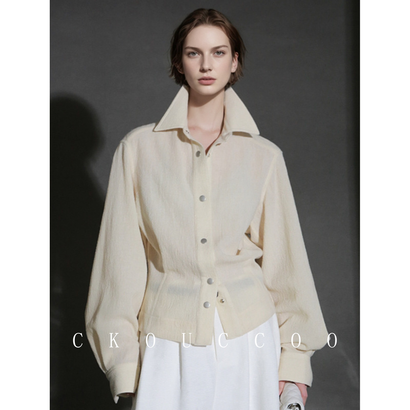 Rongtai All-Wool Textured Old Money Style Waist-Cinching Shirt for Women 2026 New Simple and Elegant Versatile Commuter Top