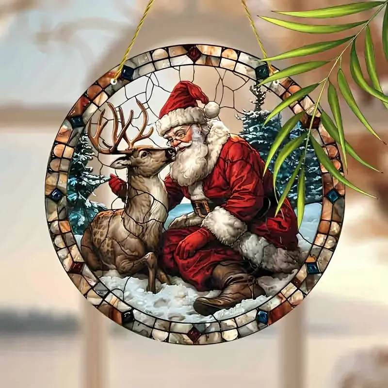 Fabricante de decoración de estilo de Navidad directa, Santa Claus, hombre de pan de jengibre y su casa de pan de jengibre decoración acrílica