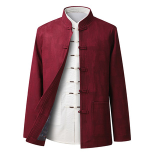 Tang suit men's middle-aged and elderly dad coat old clothes Chinese style grandpa thin spring and autumn jacket Chinese style hanfu