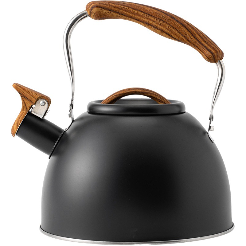 Amazon nuevo hervidor de agua de acero inoxidable negro silbato hervidor transfronterizo plegable mango hervidor de estilo europeo