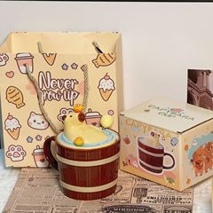 新品創意躺平卡皮巴拉水豚馬克杯可愛少女心呆萌搞怪大容量學生杯