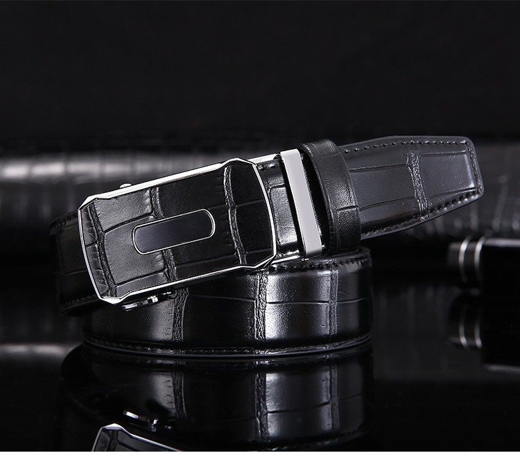 New Belt for Men with Crocodile Pattern and Leather Buckle, High-end Business New Scratch Resistant Belt for Men with Waistband_voghion.com