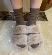 毛毛拖鞋搭配襪子女秋冬堆堆襪潮外穿ins配豆豆鞋穿的中筒長襪子