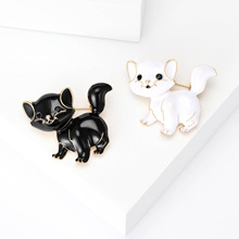 跨境欧美复古衬肤滴油小狗胸针胸扣胸花防走光扣别针百搭西装服饰