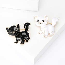 跨境欧美复古衬肤滴油小狗胸针胸扣胸花防走光扣别针百搭西装服饰