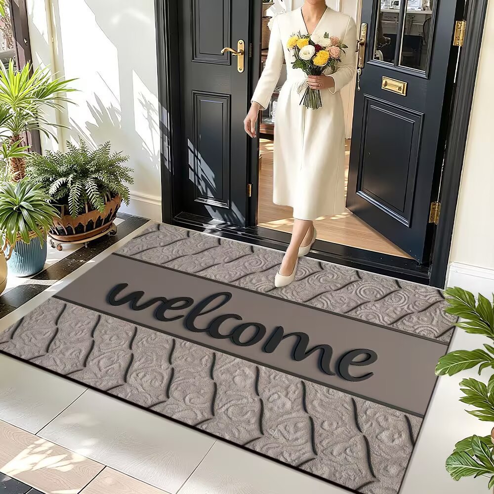 Bienvenido a entradas transfronterizas alfombras de la puerta alfombras anti-deslizante de absorción de agua alfombras de la puerta doméstica fácil de cuidar