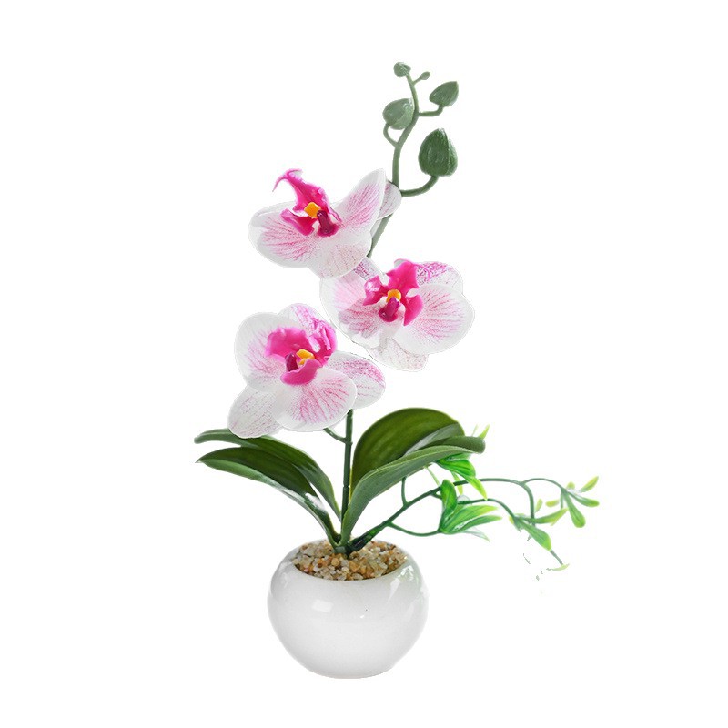 Flor artificial popular de cuatro cabezas Phalaenopsis mini bonsai artificial planta verde decoración creativa flor artificial Yiwu olla artificial image 7