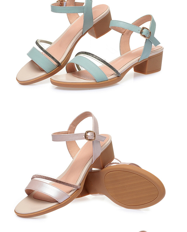 Sandal nữ hở mũi gót thấp da thật đế mềm chống trơn — màu be chi tiết 14