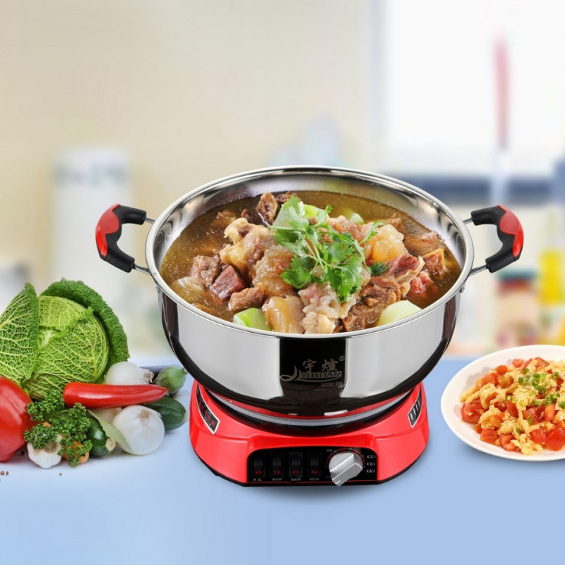 Olla eléctrica multifuncional, sartén eléctrica doméstica, vaporera eléctrica, olla eléctrica para cocinar al vapor, olla todo en uno para cocinar y vaporizar, olla eléctrica con temporizador. image 3