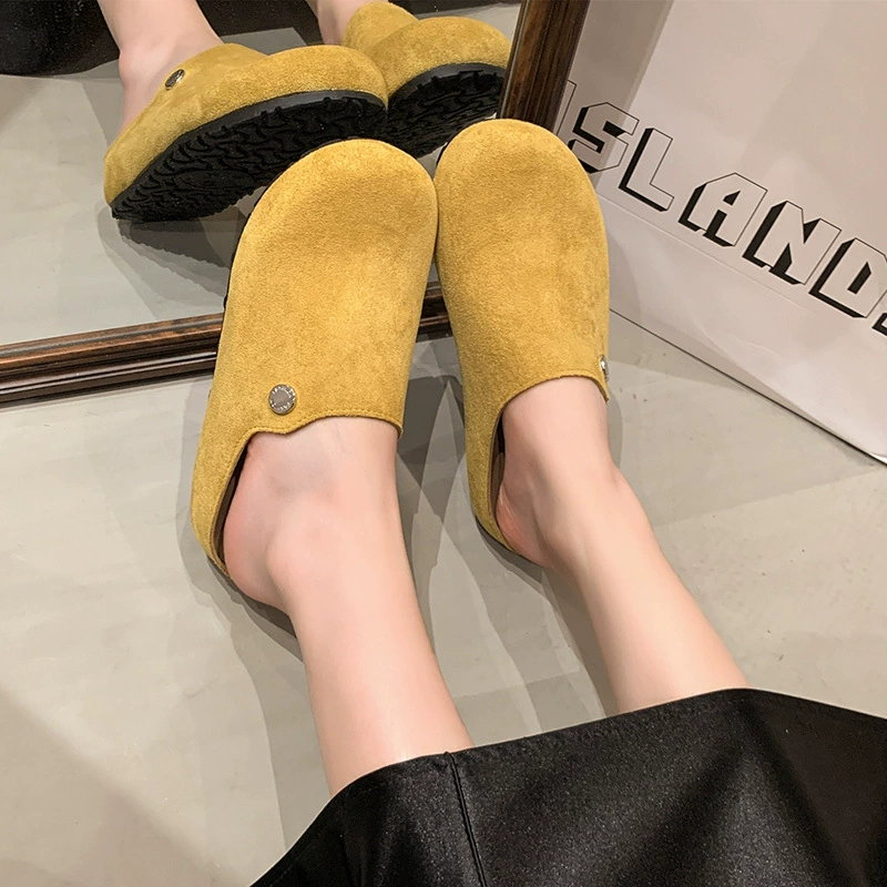Женщины в стиле полудрагоценностей Баотоу носят туфли Birkenstock с перфорацией на одной ноге, ретро-тапочки с ленивыми ступнями, весна-осень 2025 года, новые универсальные туфли