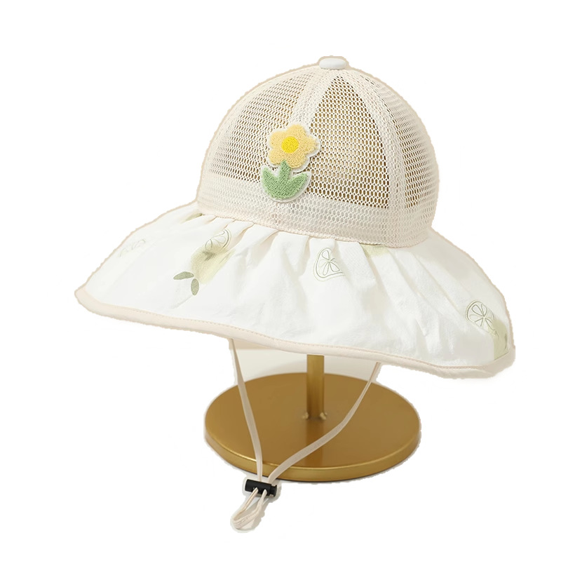 Sombrero de sombra para bebé Sombrero de pescador para bebés de primavera y verano Sombrero grande para niños y niñas de verano Sombrero de protección solar de malla Alero grande