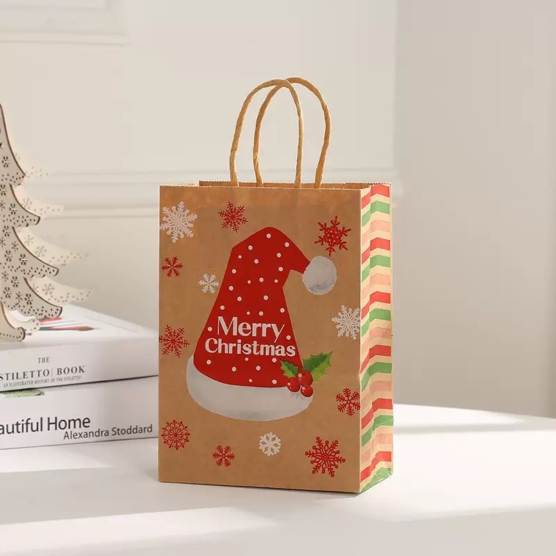 漫画ヘラジカギフトバッグ印刷クラフト紙袋クリスマスキャンディーショッピングポータブルギフトバッグ卸売包装袋|undefined