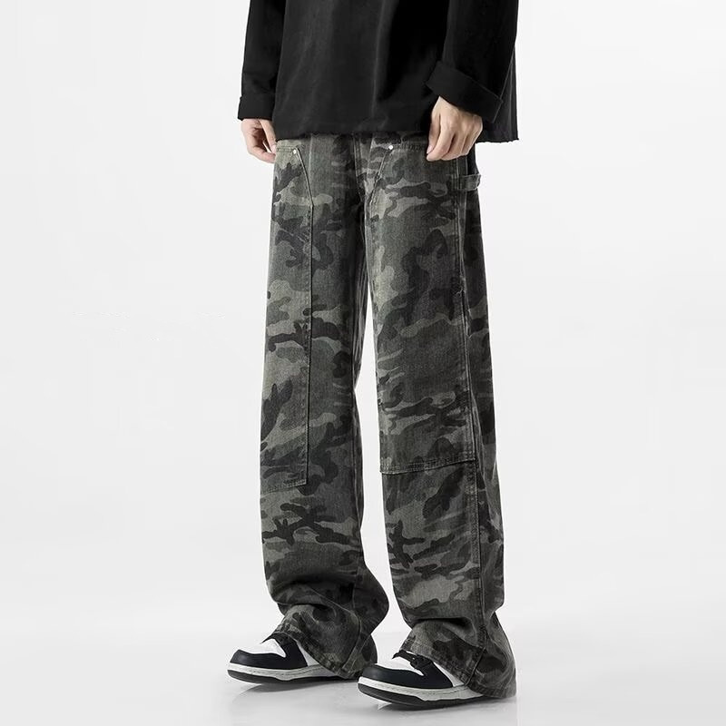 Camouflage Work Jeans Men's Spring and Autumn New Fashion Brand American Style High Street Straight All-match Casual Loose Pants