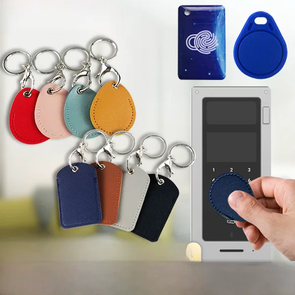 In stock rectangular Pu imitation leather ins induction access control card holder small keychain drop-shaped access control card holder wholesale
