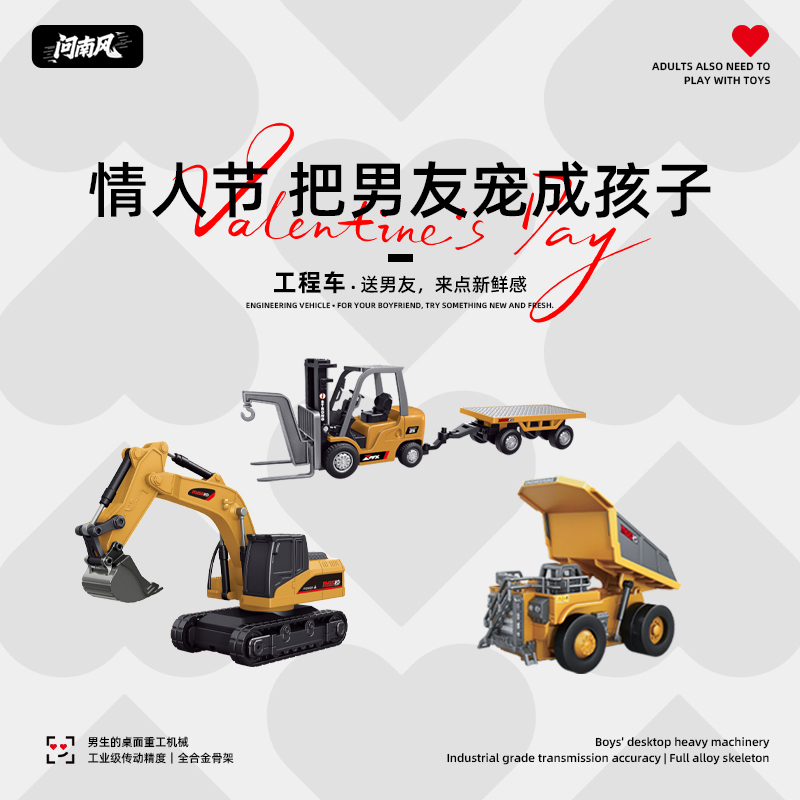 Wen Nanfeng Full Scale Mini Excavator Dump Truck 1:64 Remote Control Vehicle Mini Forklift Valentine's Day Gift
