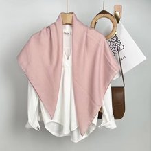 跨境货源纯色90方巾女ins风单色休闲包头巾防晒披肩装饰丝巾批发