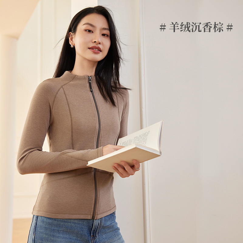 玻尿酸羊绒女士外套冬季新款亲肤保暖修身半高领轻运动修身外套|undefined