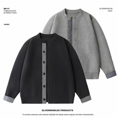 江南服饰秋季新款假两件休闲针织毛衣拼接格子百搭毛衣外套7987
