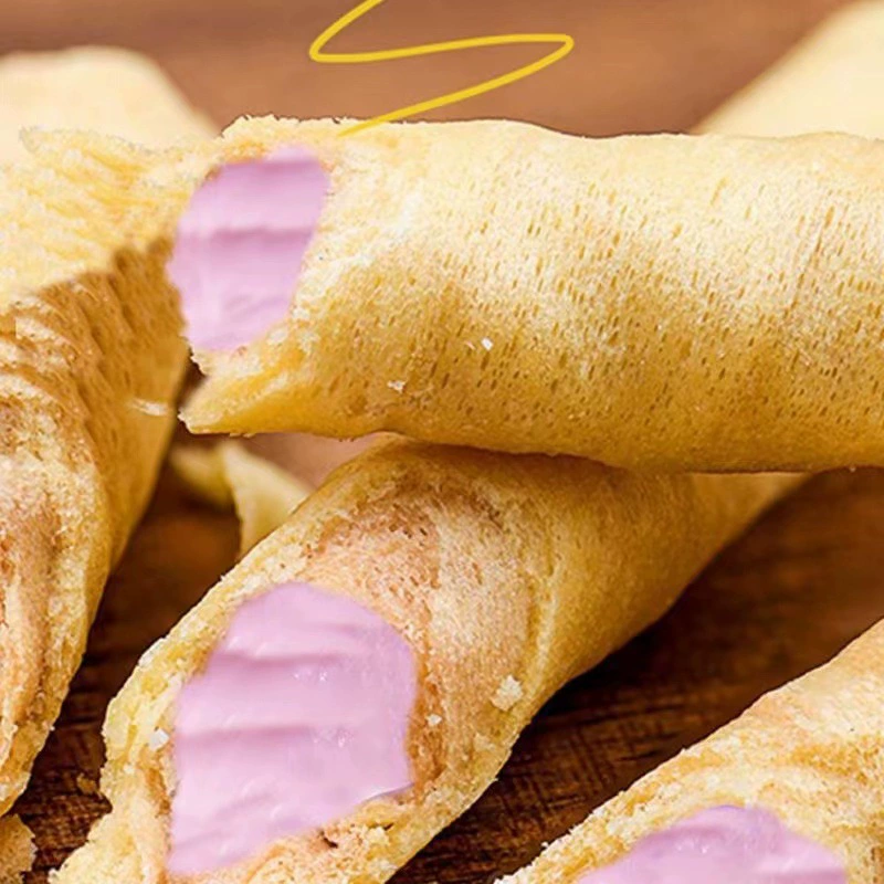 Purple sweet potato and taro paste egg rolls, rich and crunchy purple sweet potato biscuits, snacks to satisfy cravings, fragrant taro milk flavored meringue rolls