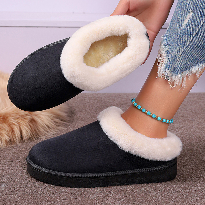 Winter new thick bottom short cylinder thick slip-on lazy light cotton shoes_voghion.com