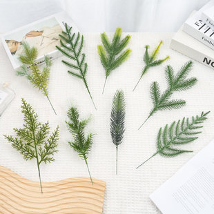 New Christmas decoration pine needle single DIY plastic leaves home living room decoration holiday party green plant cypress pine
